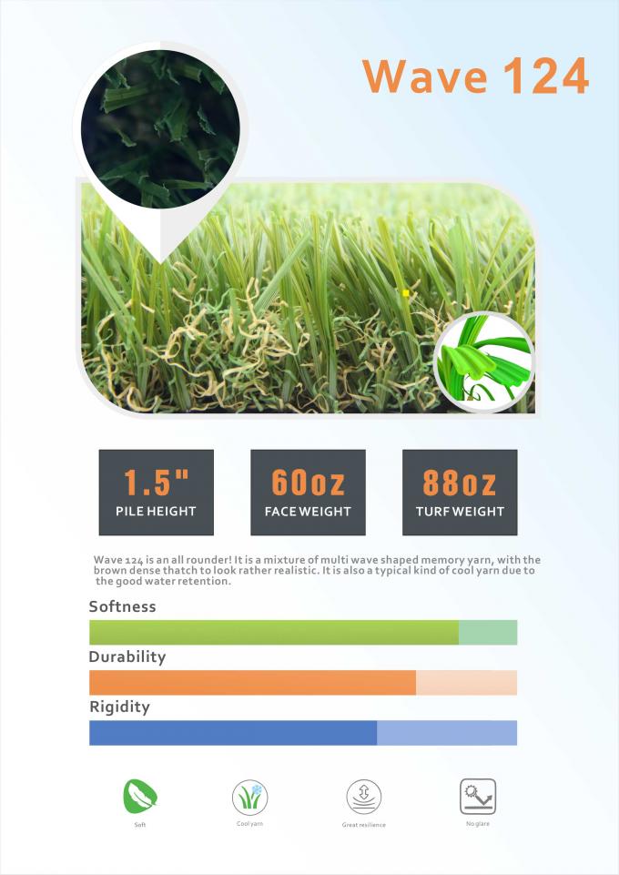 紫外線抵抗力がある庭の人工的な草の芝生の緑の総合的な敷物の泥炭の非まぶしさ 0